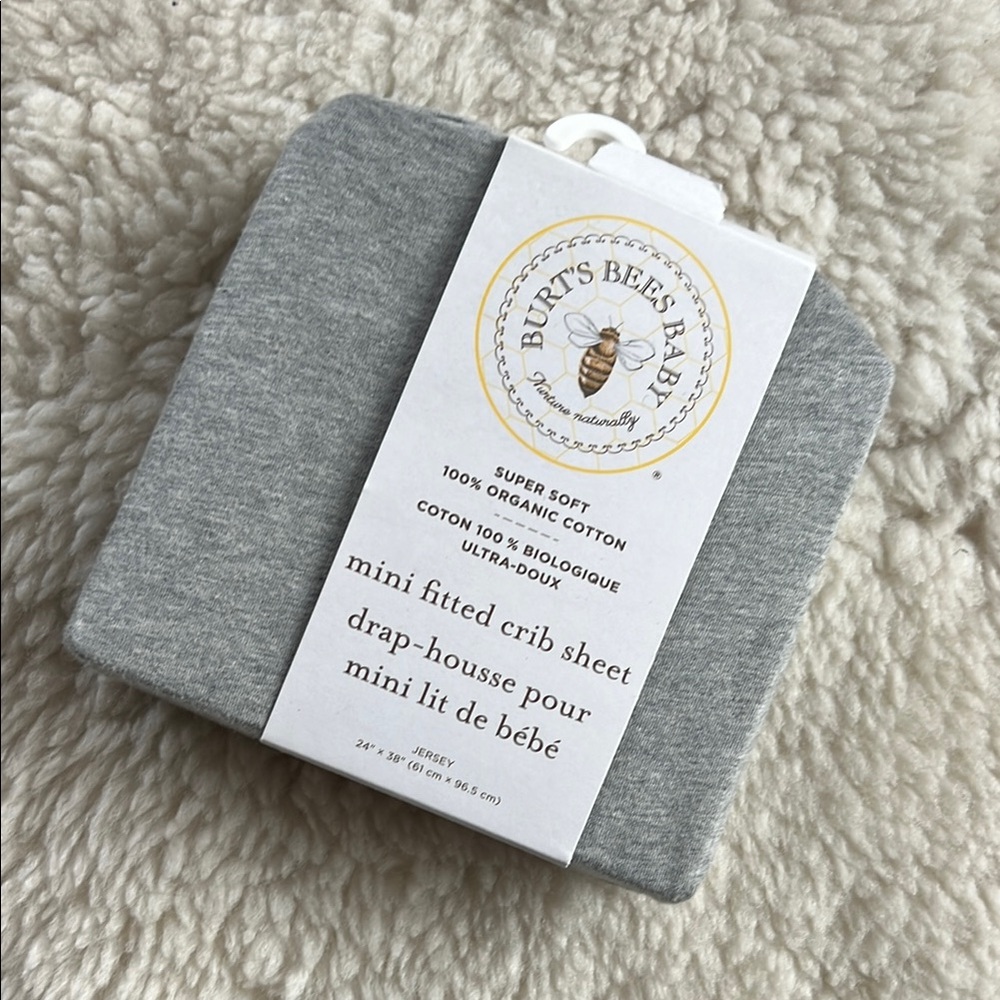 Burt's Bees Baby Organic Cotton Mini Crib Sheet - Soft Gray - pack n play